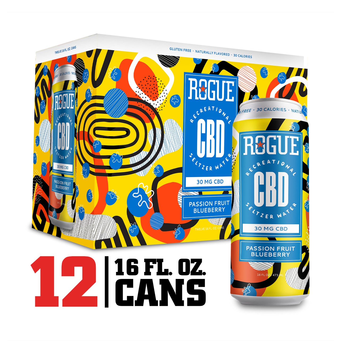 Passion Fruit Blueberry CBD Seltzer - 12 pack